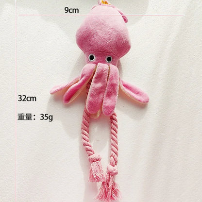 Juguete de Peluche para Mascotas en Forma de Pulpo - Entrenamiento Molar y Diversión Interactiva 🐙