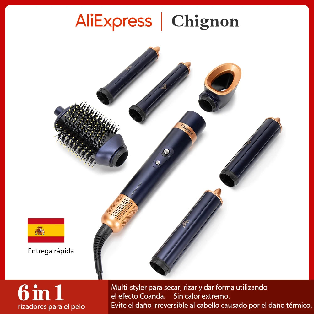 Secador de Pelo de Iones Negativos 6-en-1 de CHIGNON: ¡Estilo versátil al alcance de tu mano!