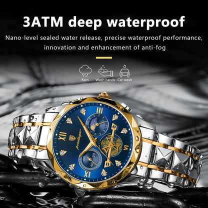 Reloj de Pulsera POEDAGAR de Lujo para Hombre - Resistente al Agua, Cronógrafo, Acero Inoxidable