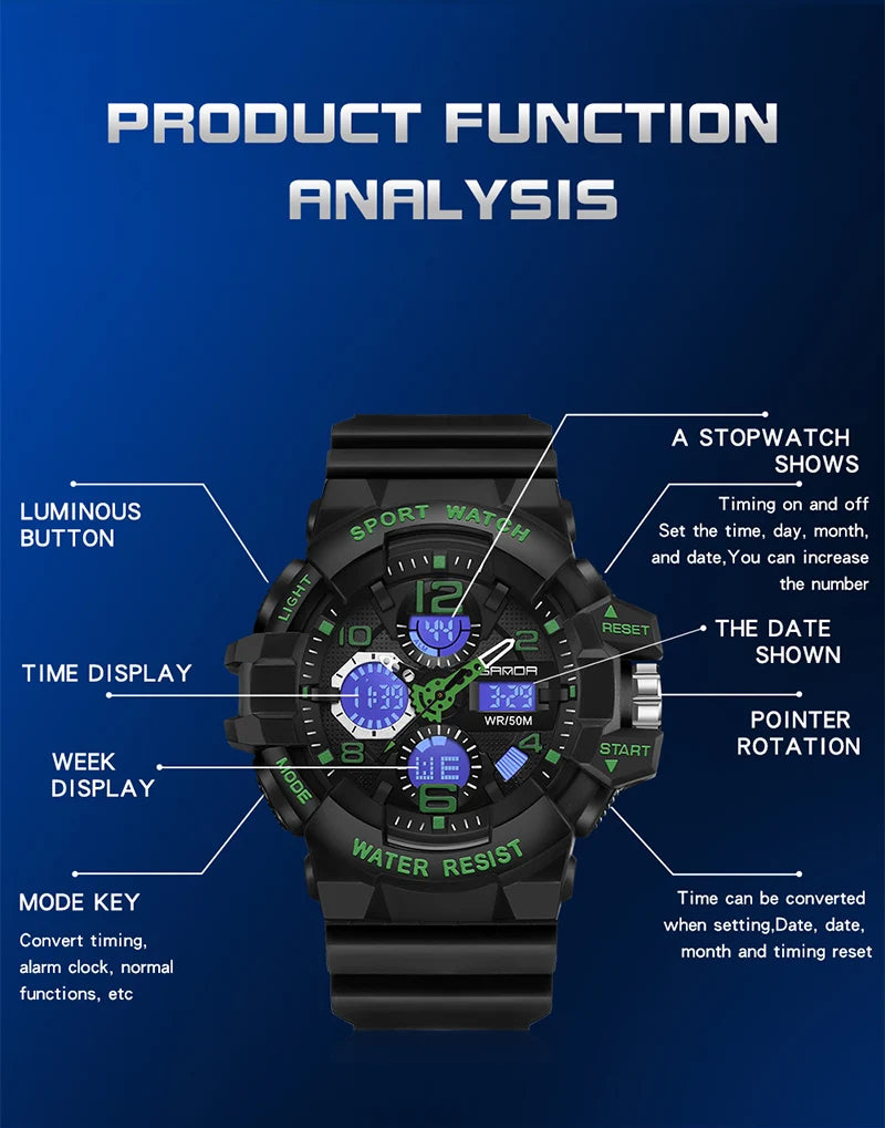 Reloj Militar Deportivo SANDA 739: Estilo y Tecnología en tu Muñeca