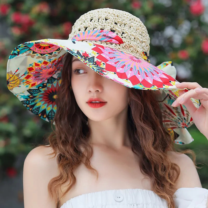 Sombrero de Paja Plegable de Verano para Mujeres: ¡Protección UV y Estilo en la Playa! 🌞🏖