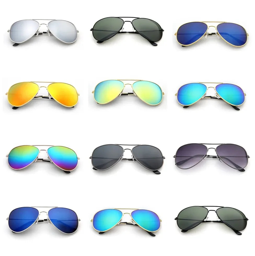 FOENIXSONG Fashion Sunglasses for Women Men Eyewear Gradient Mirror Lens Pilot Round Blue Silver Gray Green Black Sun Glasses