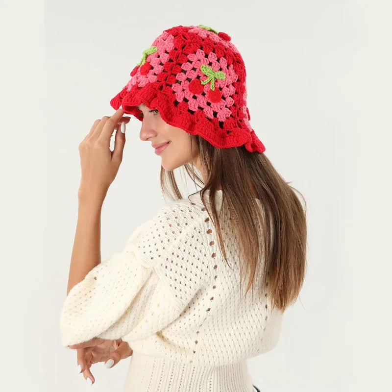 Sombrero Cubo Tejido a Mano Flower Crochet Dexing 🌸 ¡Dale onda a tu outfit!