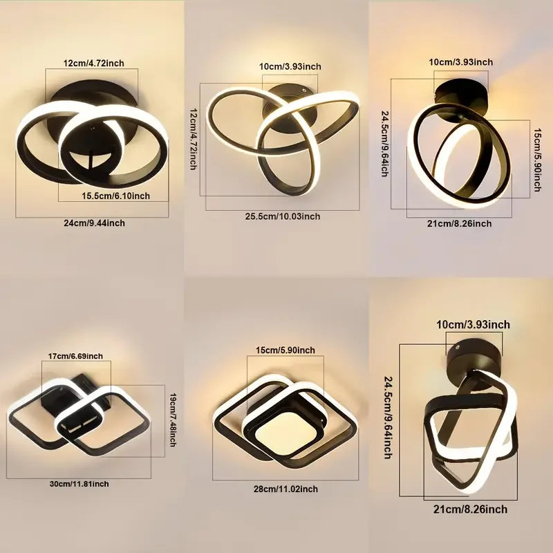 Square Ceiling Light Small Modern 2 Rings Led Surface Lighting Fixture Aisle Ceiling Lamp for Home Hallway Balcony Office Luster