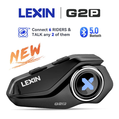 Intercomunicador Bluetooth para Casco de Moto Lexin G2P - Hasta 6 Motociclistas, FM, Resistente al Agua IP67 🎤