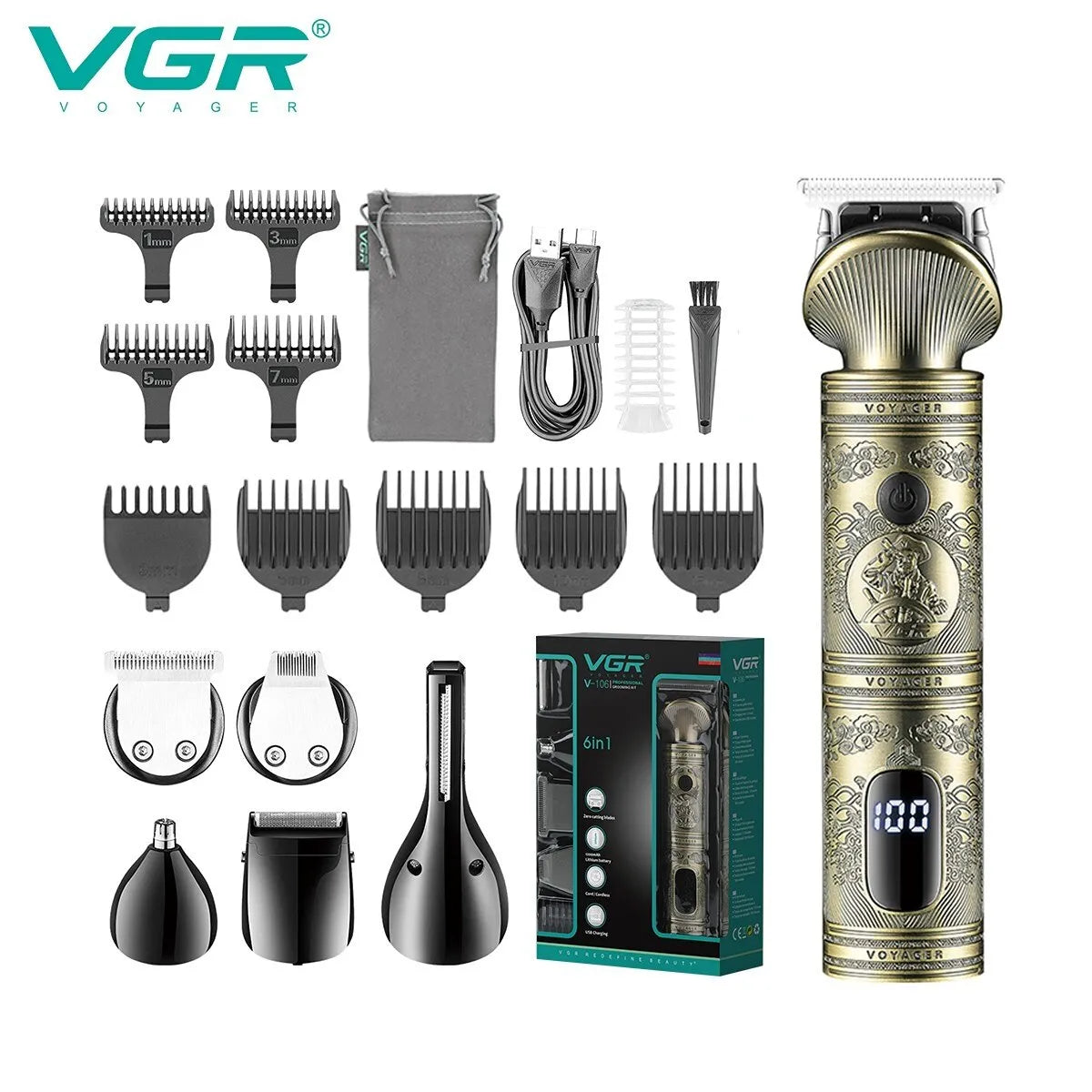 Kit de Aseo VGR 6 en 1: ¡Potencia y Precisión Para Tu Estilo! 🌟