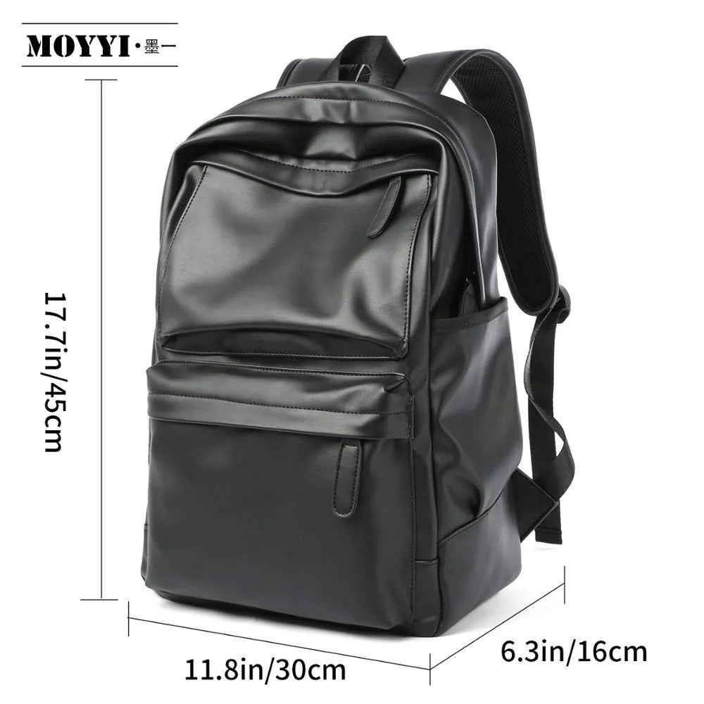 PU Leather Men Backpack Leather School Backpack Bags 15.6inch Laptop Fashion Waterproof Travel Casual Book Bag Male Boy Mochila