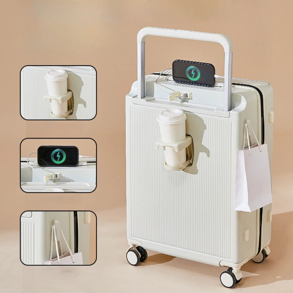 Maleta con Ruedas Trunk Luggage LAOSHIZI - ¡Viaja con Estilo y Seguridad! 🌟