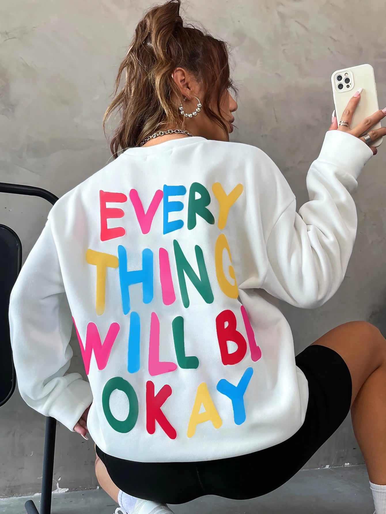 Sudadera Mujer Estampada "Everything Will Be Okay"