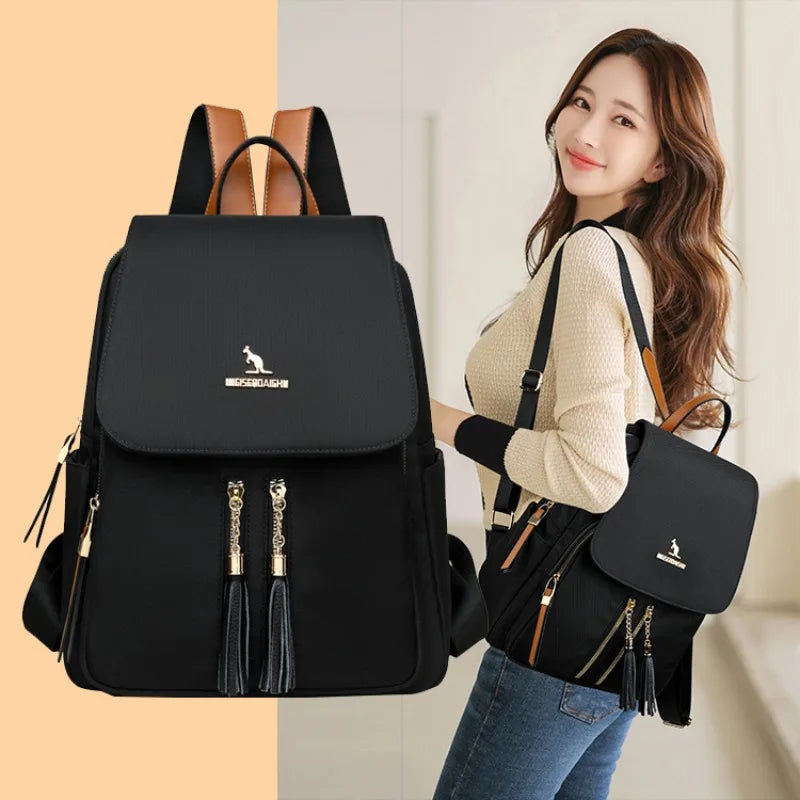 Solid Chains Tassel Zipper Hasp High Capacity Oxford Backpacks 2024 Fashion Hot Sale Ladies Bag Mochila Mujer Bolsos De Señora