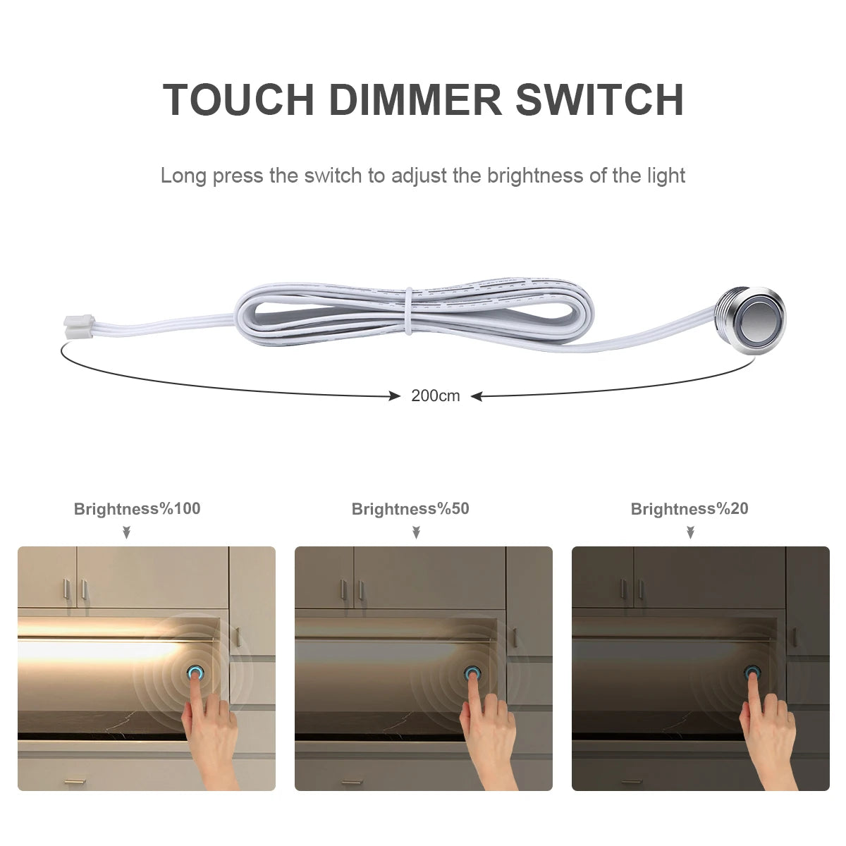 Lámpara LED de Barra de Aluminio 220V con Sensor Táctil - Iluminación Stepless para Hogar