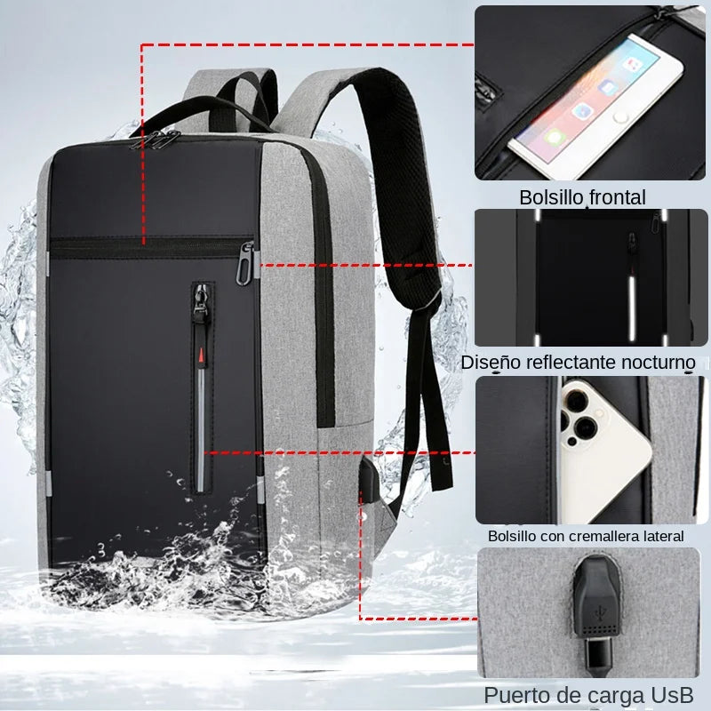 Mochila Empresarial Impermeable de Nylon para Hombres de CHREPOE con USB