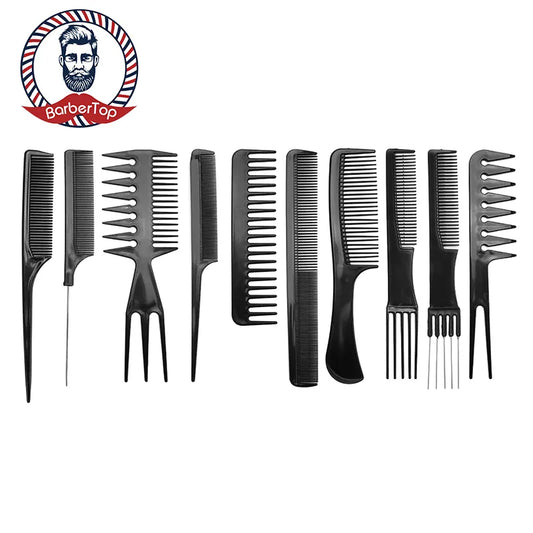 Set de 10 Peines de Estilismo Anti-Estáticos BARBERTOP