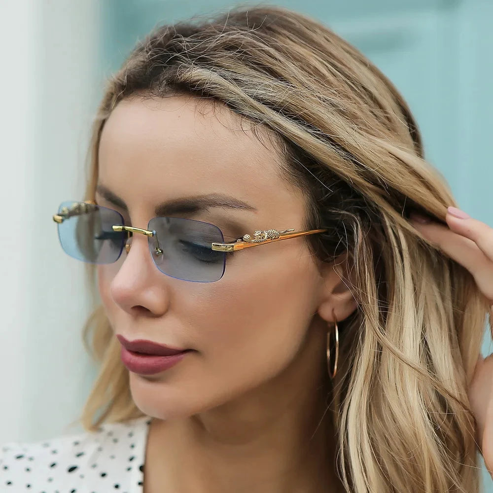 Gafas de Sol Vintage sin Marco ¡Estilo Leopardo! 🕶️encia de Moda Definitiva