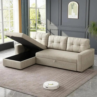 Sofá Seccional Contemporáneo Reversible con Chaise y Almacenamiento, Gris Oscuro