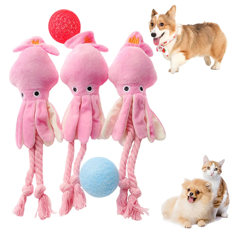 Juguete de Peluche para Mascotas en Forma de Pulpo - Entrenamiento Molar y Diversión Interactiva 🐙