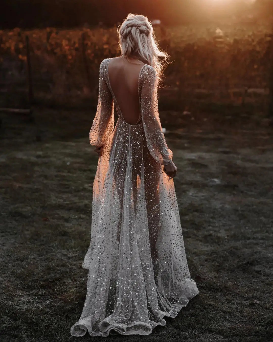 Vestido de Novia FATAPAESE de Lentejuelas Brillantes