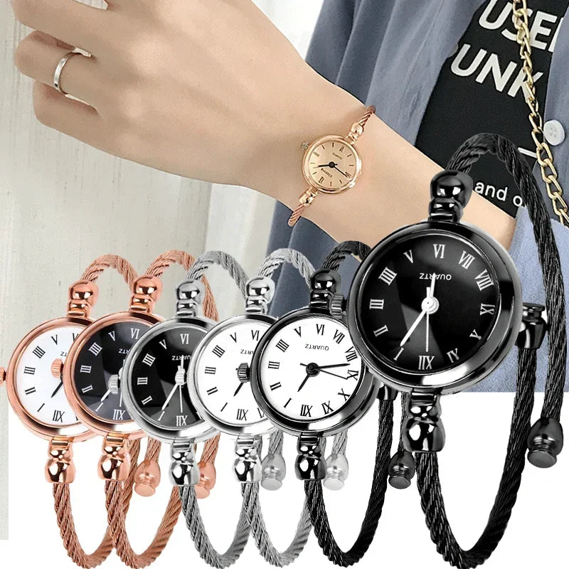 Reloj Pulsera de Lujo en Acero Inoxidable con Brazalete de Oro - Small Clock