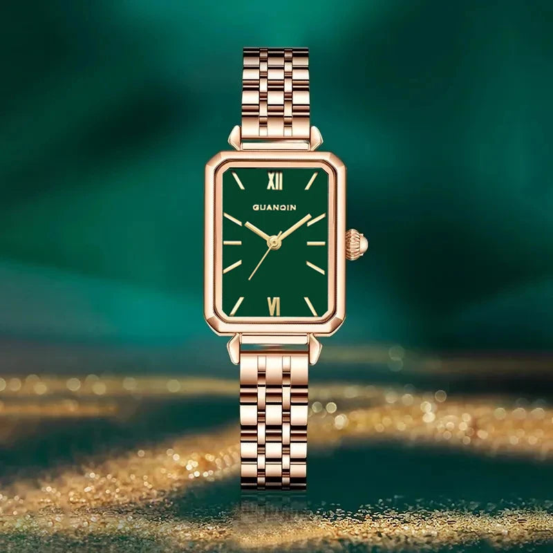 Reloj de Mujer GUANQIN Cuadrado Verde - Resistente al Agua 3 Bares