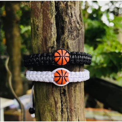 Pulsera Tejida a Mano de Baloncesto y Fútbol: Estilo Deportivo Ajustable