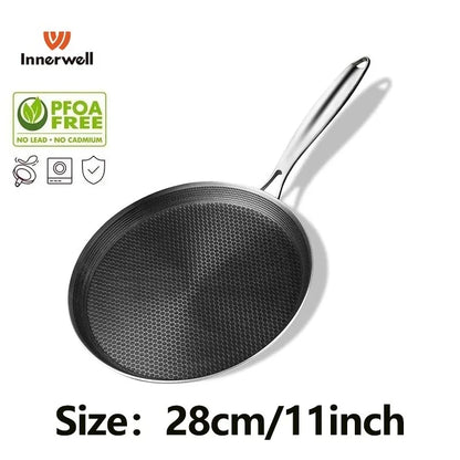 Sartén de Acero Inoxidable Innerwell 28cm: Antiadherente, Mango Antiescaldaduras🍳