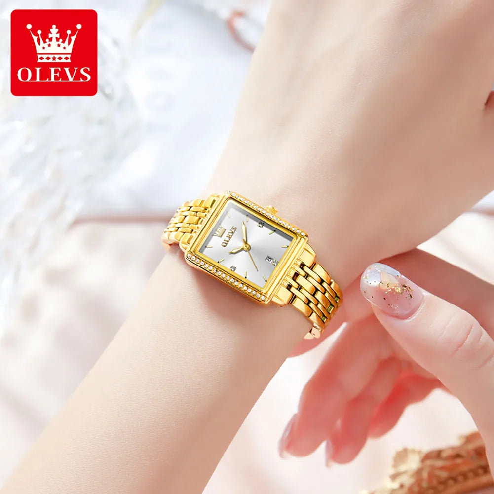 Reloj de Lujo OLEVS 9995 para Mujer - Diamantes, Acero Inoxidable Dorado, Resistente al Agua