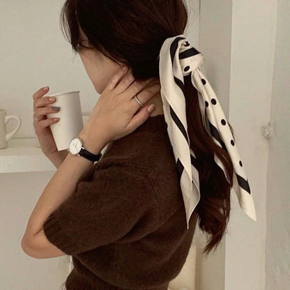 2023 New Spring Square Neck Scarf Women Bandana Hair Band Design Print Dot Female Foulard Headband Shawl Wrap Neckerchief