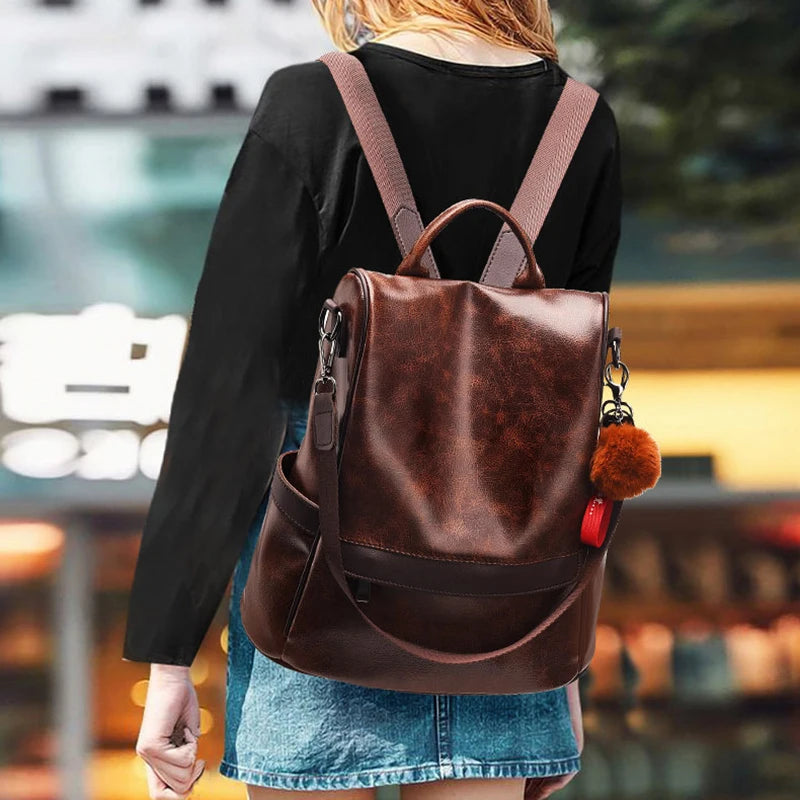 Vintage Backpacks Women Leather Shoulder Backpack Fashion Anti-theft Women Backpacks High Quality Leisure Shoulder Bags Mochila