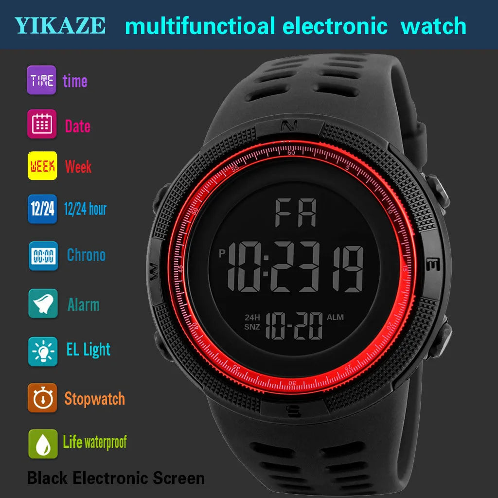 Reloj Digital Militar YIKAZE - Resistente al Agua, Funciones Avanzadas y Estilo Deportivo ¡Envío Rápido Desde España!