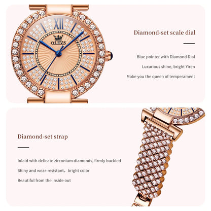 Reloj de Mujer OLEVS Light Luxury con Diamantes - Elegancia y Resistencia ¡Descúbrela Ahora!