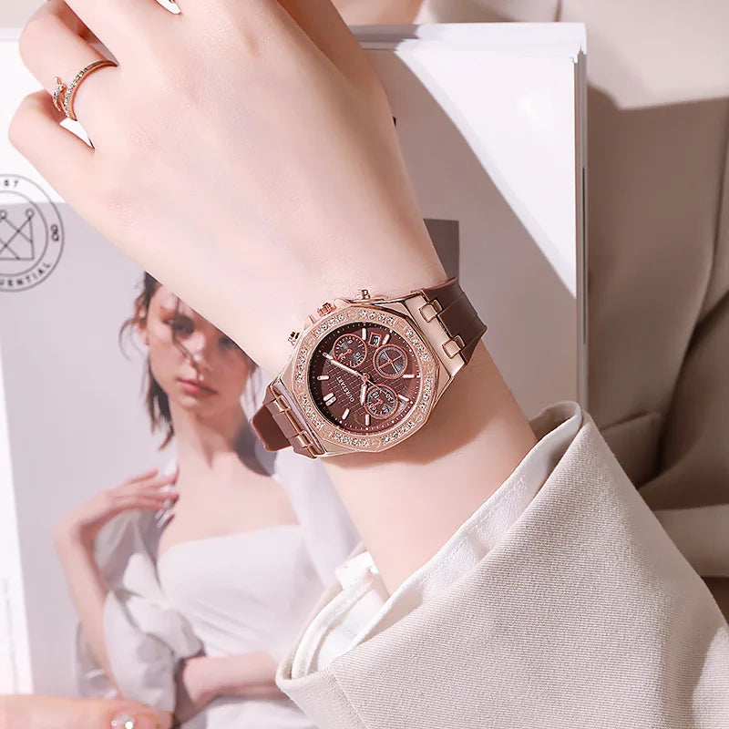 Reloj de Lujo para Mujer con Esfera de Diamantes ABCD500: Elegancia y Funcionalidad 💎🌟