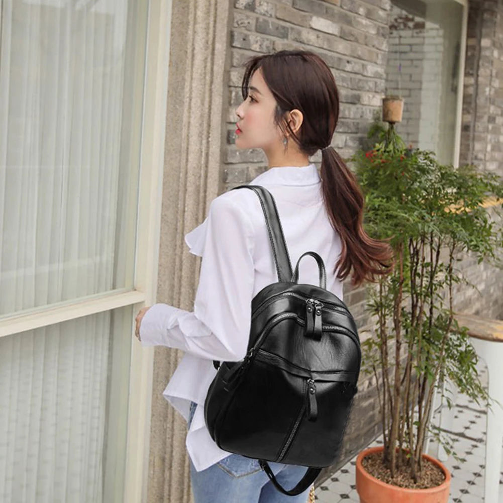 High Quality Youth PU Leather Backpack For Teenage Girls School Bag Designer Large Capacity Antitheft Shoulder Bags Travel Bag