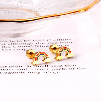 Pendientes Rainbow de Arcoíris de Acero Inoxidable Brillante