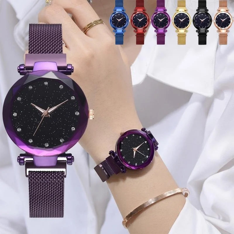 Reloj de Pulsera Estrellado en Acero Fino | Elegancia y Glamour Magnéticos