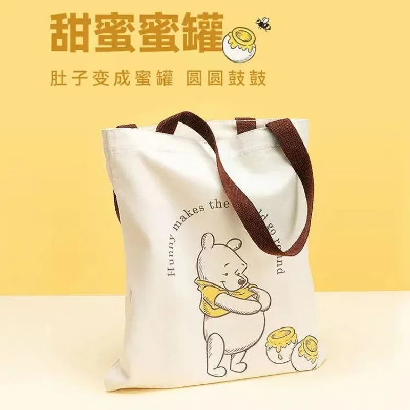 2024 Disney New Winnie the Pooh Cartoon Daily Travel Ladies Canvas Bag Single Shoulder Large Capacity Work Portable Canvas Bag