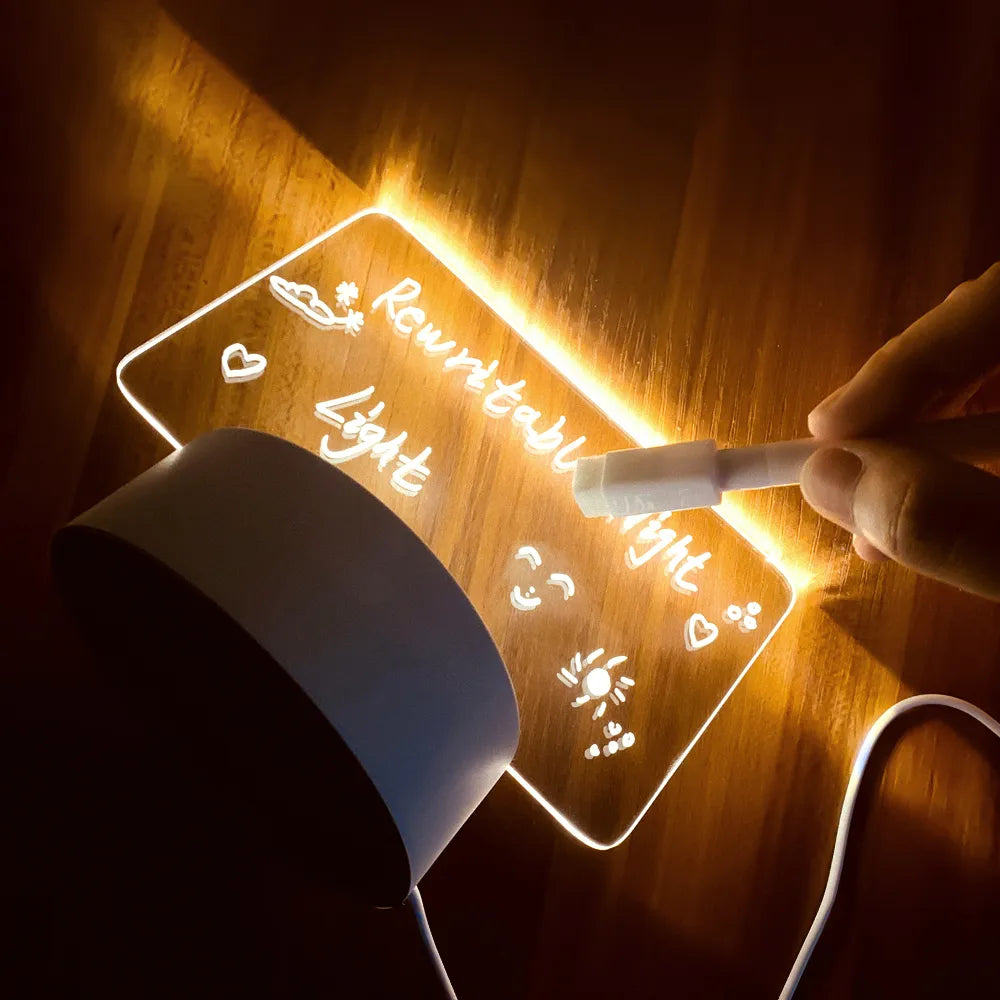 Lámpara de Noche LED con Tabla de Notas Personalizable