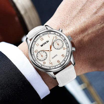 Reloj Deportivo Blanco WOKAI para Hombres con Cuero Casual