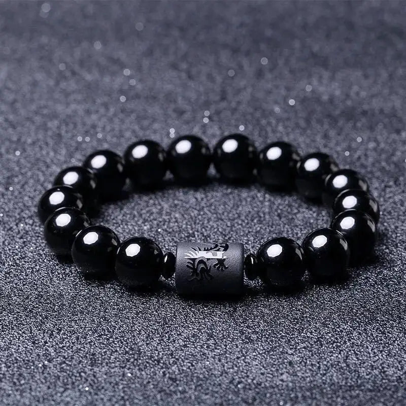 Pulsera de Obsidiana Negra con Cuentas de Blackstone: Equilibrio, Protección y Sanación