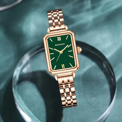 Reloj de Mujer GUANQIN Cuadrado Verde - Resistente al Agua 3 Bares