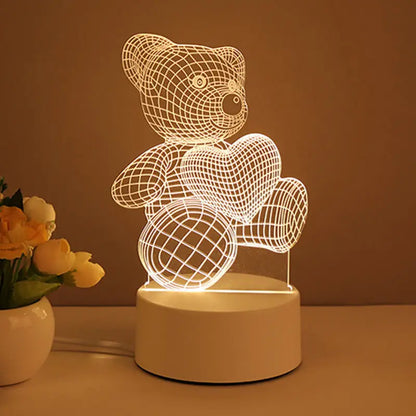 Lámpara de Mesa 3D Acrylic Led de Amor Romántico - Iluminación Mágica para Hogar y Fiestas