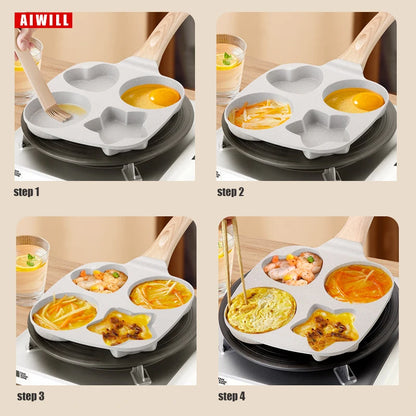 Sartén Omelet AIWILL de Cuatro Orificios: Calidad Premium, Antiadherente y Versátil 🍳