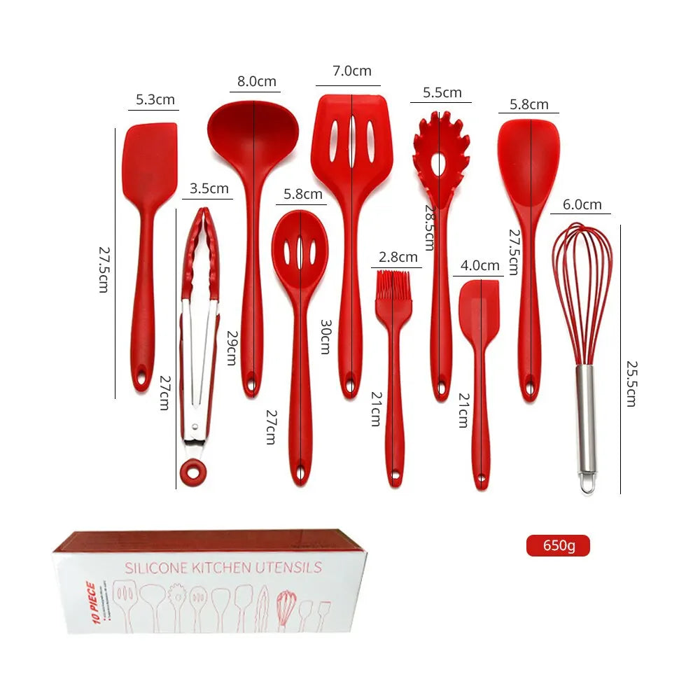 🍳 Set de Utensilios de Cocina de Silicona Premium (10 Piezas) - ¡Cocina con Elegancia y Sofisticación! 🍴