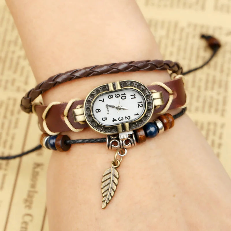 Reloj de Cuero Genuino Vintage para Mujer - JESSINGSHOW: Elegancia y sofisticación en tu muñeca.