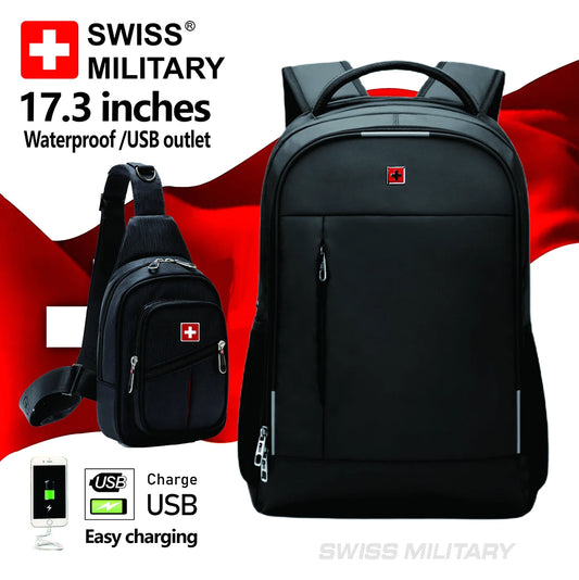 Mochila de Negocios SWISS MILITARY 17 Pulgadas: Impermeable, Espaciosa y Elegante.