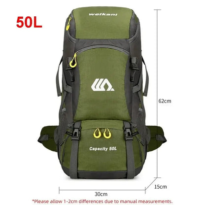 Mochila de Viaje WEIKANI 50L: Resistente, Impermeable y Cómoda