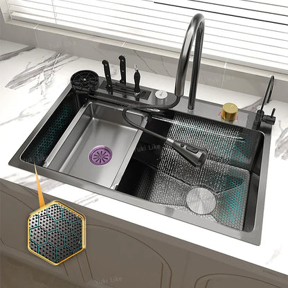 Fregadero de Cocina de Acero Inoxidable Topmount Waterfall Sink con Diseño de Caída de Agua 👨‍🍳