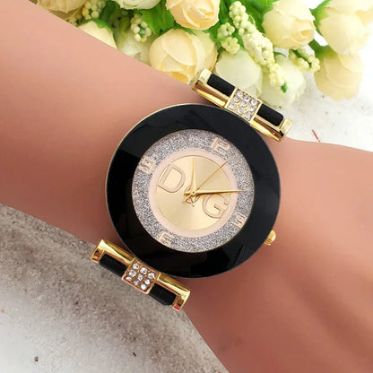 Reloj de Mujer DQG con Correa de Silicona y Detalles de Strass