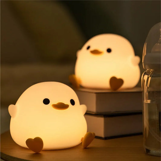 Lámpara Nocturna de Patito de Peluche LED - Recargable USB, Sensor Táctil, Regalo de Cumpleaños