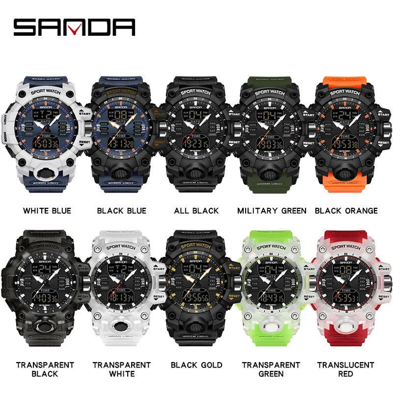 Reloj Deportivo SANDA G Style Step Nightlight Waterproof Sports 🌟