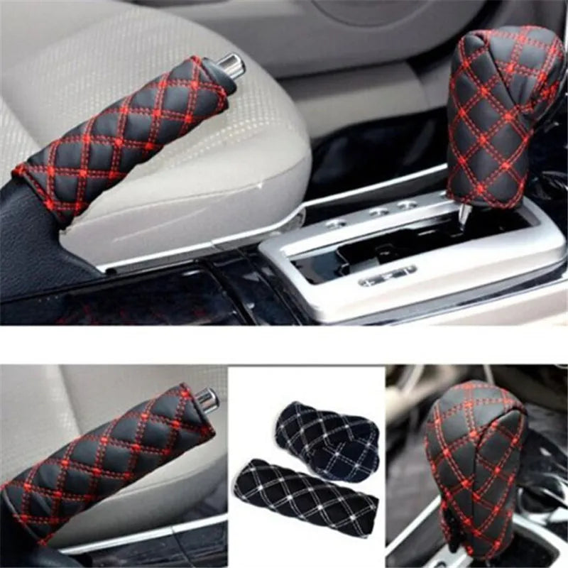 Set de Fundas de Cuero Sintético para Freno de Mano y Palanca de Cambio - Estilo y Protección 🚗